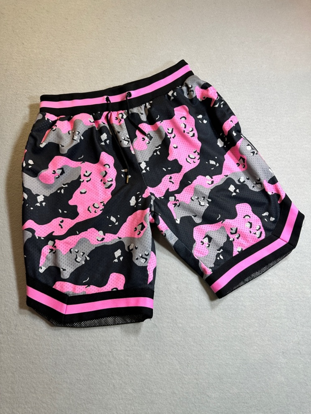 Rebel Minds Shorts Mens Medium Pink Camo Drawstring Athletic Gym Active